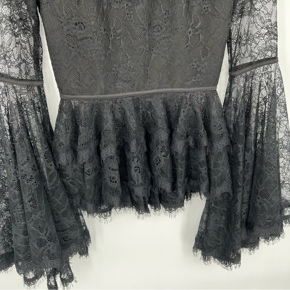 Misha Collection Lace Ruffle Trumpet Bell Sleeve‎ Blouse - Picture 4 of 16